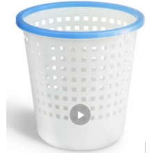 得力（deli） 办公家居经典圆形直桶带压圈不锈钢垃圾桶纸篓清洁桶 系列 塑料网状 带压圈 28cm（9554）