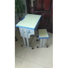 学习桌椅教室用  双立柱1.0厚  刨花板桌椅面  一次成型桌斗 面板颜色多色可选（黄/绿/蓝/粉/白象/灰白）