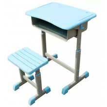 学习桌椅教室用  椭圆管1.2厚 塑料桌凳面 一次成型铁斗 面板颜色可以自选