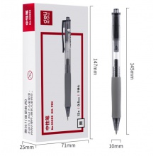 得力(deli)0.5mm按动中性笔水笔签字笔 办公用品 子弹头黑色12支/盒 DLSX-33999