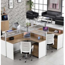四6人位办公桌L型屏风卡座格子间电商员工隔断桌4双8人工位职员桌 直台面单人带柜
