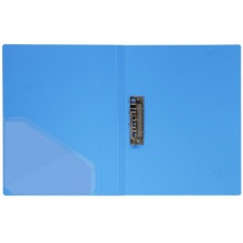 得力（deli）5301 实用文件夹 A4单强力夹+插袋 蓝色 单只装