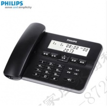 飞利浦 CORD218 来电显示电话机 家用座机 宽屏商务办公座机  有绳电话机 黑色