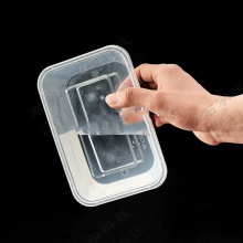 中粹一次性饭盒 食品级一次性长方形餐盒 750ML透明(300个带盖)/箱